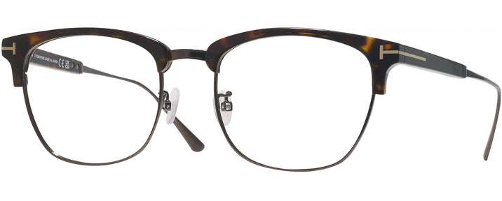 ClubMaster,Square Dark Havana/shiny Gunmetal Tom Ford 5590-F-B Single Vision Full Frame View #1