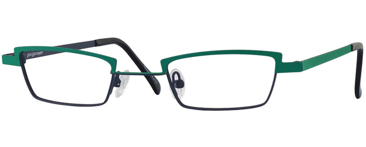 Rectangle Matte Green W/ Black Goo Goo Eyes 877 Single Vision Half Frame View #1