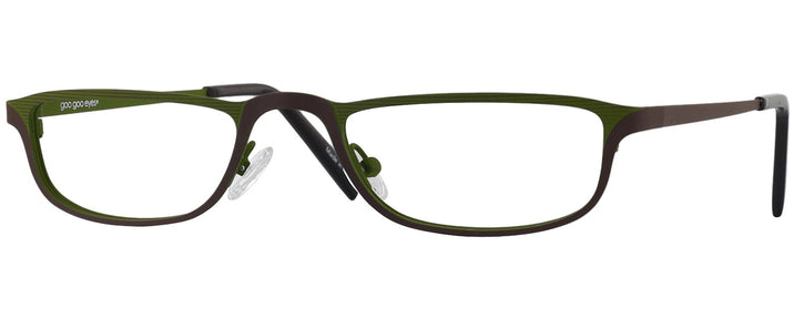 Rectangle Matte Brown W/ Olive Goo Goo Eyes 880 Single Vision Half Frame View #1