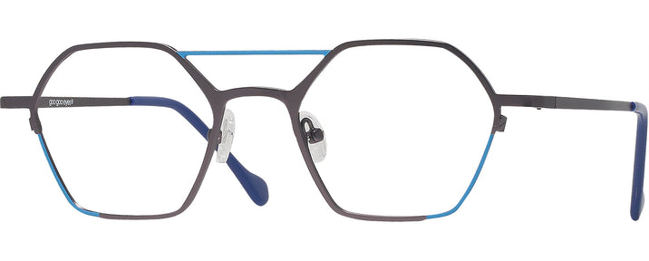 Unique Gunmetal/blue Goo Goo Eyes 911 Progressive No-Lines View #1