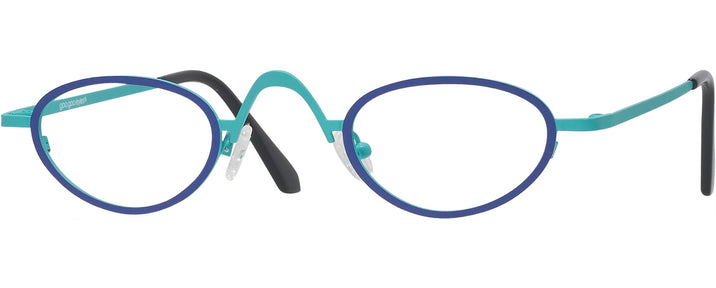 Oval Matte Blurple On Teal Goo Goo Eyes 913 Single Vision Half Frame View #1