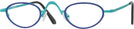 Oval Matte Blurple On Teal Goo Goo Eyes 913 Single Vision Half Frame View #1