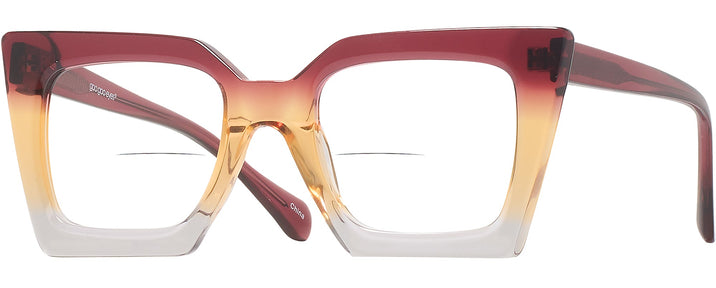 Square Burgundy/brown/clear Gradient Goo Goo Eyes 940 Bifocal View #1