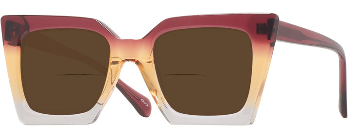Square Burgundy/brown/clear Gradient Goo Goo Eyes 940 Bifocal Reading Sunglasses View #1