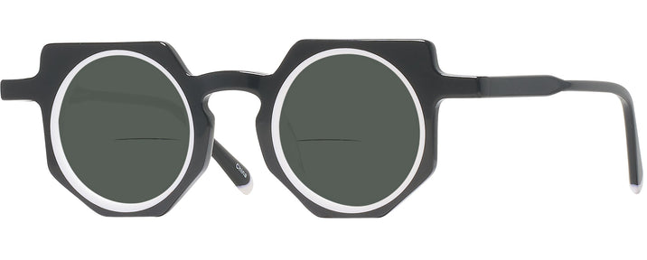 Round Black With White Goo Goo Eyes 943 Bifocal Reading Sunglasses View #1
