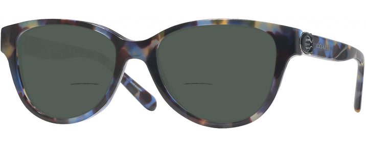 Round Blue Tortoise Coach 6153 Bifocal Reading Sunglasses View #1