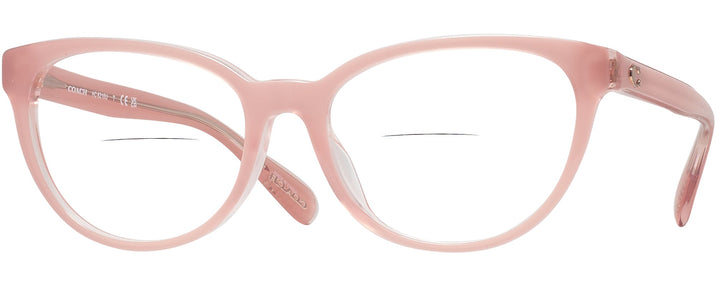 Round Milky Pink/transparent Pink Coach 6210U Bifocal View #1