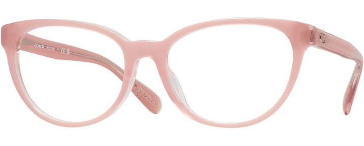 Round Milky Pink/transparent Pink Coach 6210U Single Vision Full Frame View #1