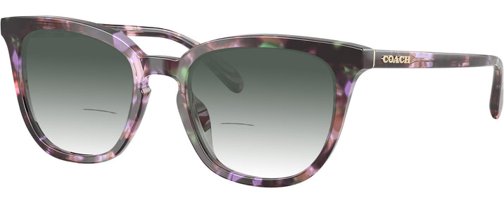 Square Amethyst Pearl Tortoise Coach 6222U w/ Gradient Bifocal Reading Sunglasses View #1