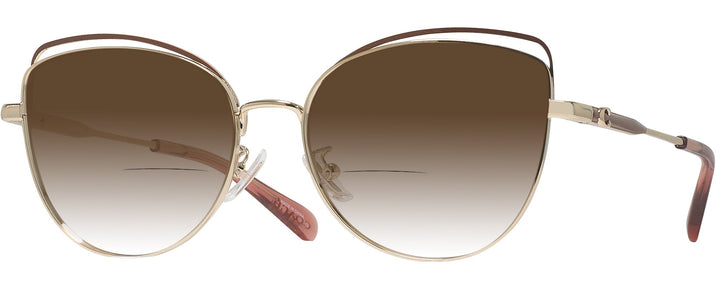 Cat Eye,Oversized Shiny Light Gold/nutmeg Coach 7162 w/ Gradient Bifocal Reading Sunglasses View #1