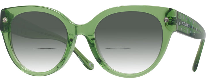  Transparent Key Lime Coach 8393U w/ Gradient Bifocal Reading Sunglasses View #1