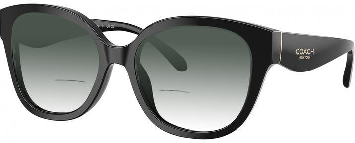 Square,Oversized Black Coach 8438U w/ Gradient Bifocal Reading Sunglasses View #1