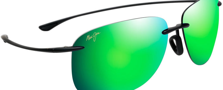 Rectangle Matte Black/Maui Green Lens Maui Jim Hikina 445 View #1