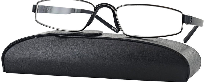 Rectangle Black/Steele Grey Fast Company Single Vision Half Frame View #1