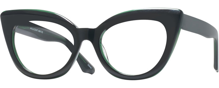 Cat Eye,Oversized Dark Green Millicent Bryce 188 Progressive No-Lines View #1