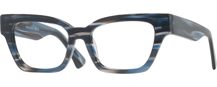 Rectangle Blue/grey Striped Millicent Bryce 189 Single Vision Full Frame View #1