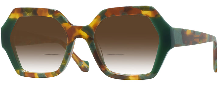 Oversized,Unique Green Tortoise Millicent Bryce 191 w/ Gradient Bifocal Reading Sunglasses View #1