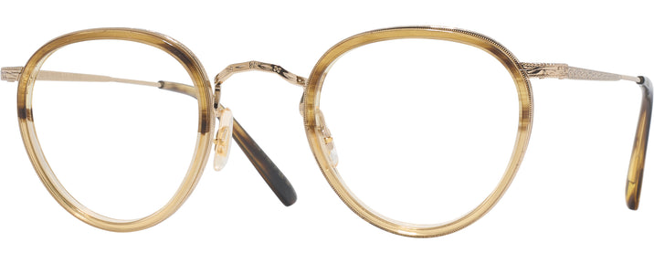Round Canarywood Gradient/gold Oliver Peoples 1104 Single Vision Full Frame View #1