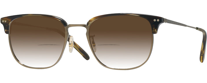 Square Cocobolo-Antique Gold Oliver Peoples 5359 w/Gradient Bifocal Reading Sunglasses View #1
