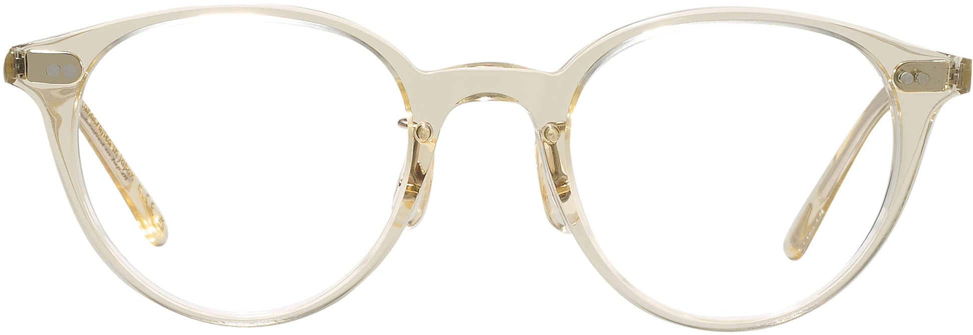 Oliver Peoples Clear Cat-Eye Glasses with Pale Yellow Accents Tiello, Maslow, and Madelon explore lightness and proportion  main image 4