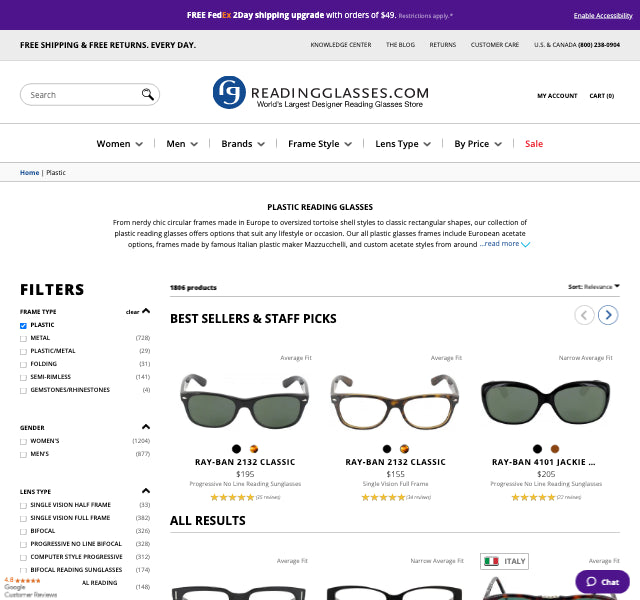 All Plastic Reading Glasses | ReadingGlasses.com