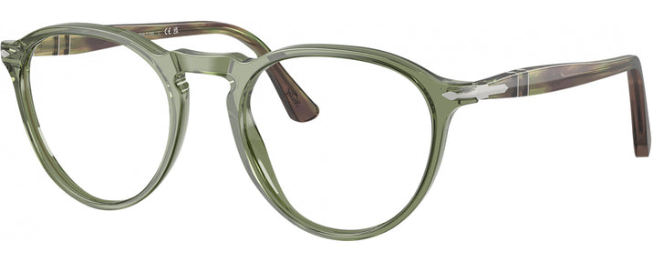 Round Transparent Green Persol 3286V Single Vision Full Frame View #1
