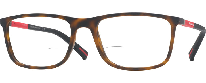 Rectangle Dark Havana Rubbered Prada Sport 03QV Bifocal View #1