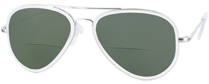 Aviator Bright Chrome Concorde Inlay Bifocal Reading Sunglasses View #1