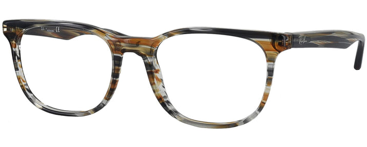 Square Stripped Brown Grey Ray-Ban 5369 Progressive No-Lines View #1