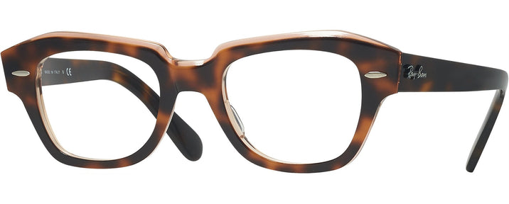 Cat Eye,Unique HAVANA ON TRANSPARENT Ray-Ban 5486 Single Vision Full Frame View #1