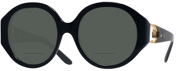 Round Shiny Black Ralph Lauren 8188Q Bifocal Reading Sunglasses View #1
