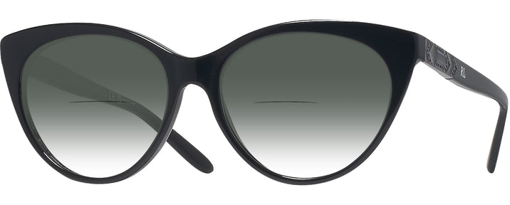 Cat Eye,Oversized Shiny Black Ralph Lauren 8195B w/ Gradient Bifocal Reading Sunglasses View #1