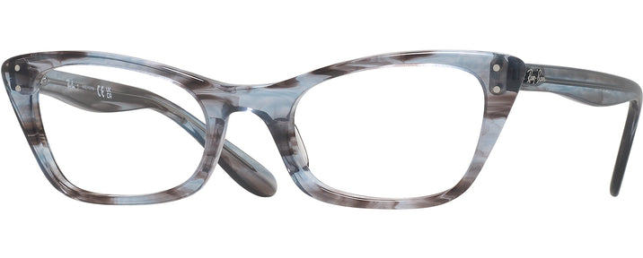 Cat Eye Striped Blue Ray-Ban 5499 Single Vision Full Frame View #1