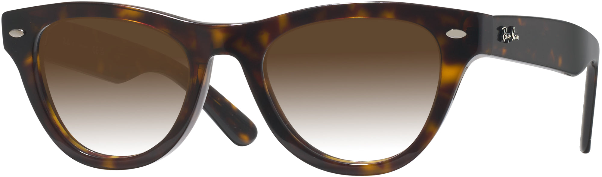 Ray-Ban Brown Womens Tortoise Case Wipe Oversized Gradient Lens Sunglasses Ray-Ban RB2223 tortoise frame with dark grey lenses. Lenses  main image 4