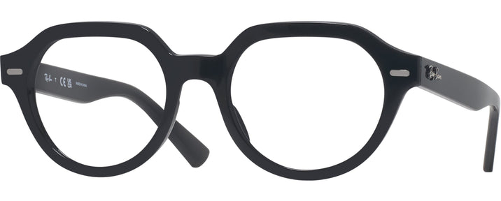 Round Black Ray-Ban 7214 Progressive No-lines View #1