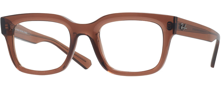 Rectangle Transparent Brown Ray-Ban 7217 Computer Style Progressive View #1
