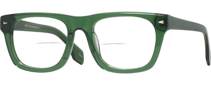Square Transparent Green Seattle Eyeworks 1001 Bifocal View #1