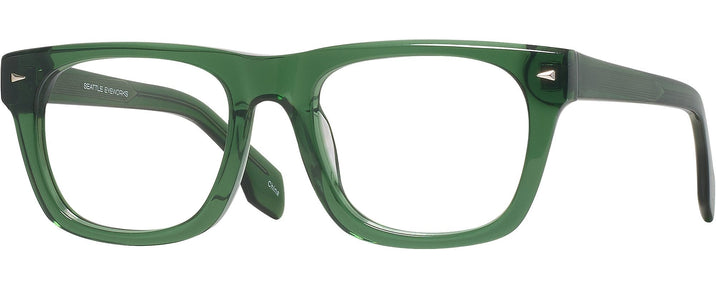 Square Transparent Green Seattle Eyeworks 1001 Single Vision Full Frame View #1