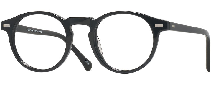 Round Black Seattle Eyeworks 1003 Single Vision Full Frame View #1