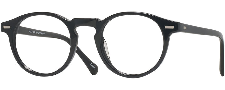 Round Black Seattle Eyeworks 1003 Progressive No-Lines View #1