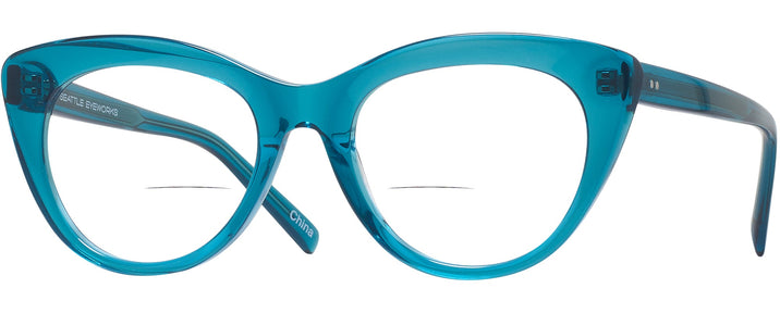 Cat Eye Transparent Blue Seattle Eyeworks 989 Bifocal View #1