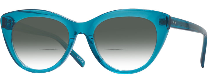 Cat Eye Transparent Blue Seattle Eyeworks 989 w/ Gradient Bifocal Reading Sunglasses View #1