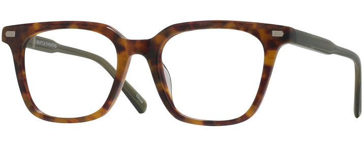 Square Tortoise With Green Seattle Eyeworks 994 Single Vision Full Frame View #1