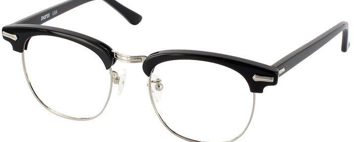ClubMaster Black with Silver Shuron Ronsir 50 (Men&#39;s Average Fit) Single Vision Full Frame View #1