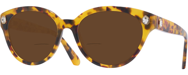 Round Light Havana Swarovski 2037 Bifocal Reading Sunglasses View #1