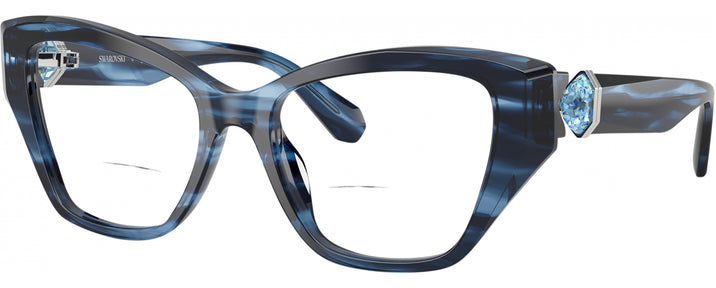 Cat Eye Striped Blue Swarovski 2050U Bifocal View #1