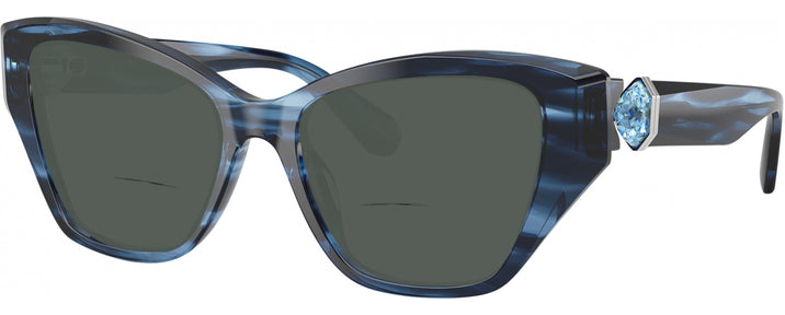 Cat Eye Striped Blue Swarovski 2050U Bifocal Reading Sunglasses View #1