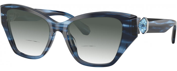 Cat Eye Striped Blue Swarovski 2050U w/ Gradient Bifocal Reading Sunglasses View #1