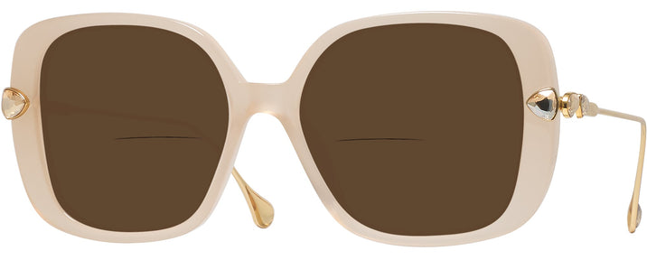 Square,Oversized Beige Transparent Swarovski 6011 Bifocal Reading Sunglasses View #1
