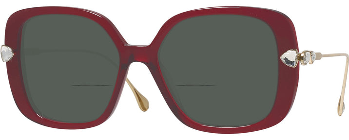 Square,Oversized Transparent Burgundy Swarovski 6011 Bifocal Reading Sunglasses View #1